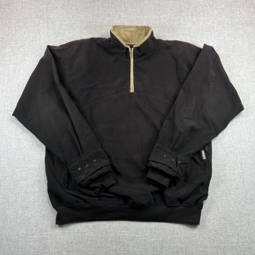 Vintage Zero Restriction‎ Golf Gore Windstopper Pullover Men's XL Black Y2K